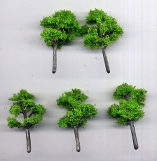 5 Laubbäume, hellgrün, ca. 5 - 6 cm hoch