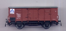 2achsiger Gedeckter Güterwagen, Aldi-Aufkleber, SNCB, braun