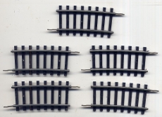 5 Stück 1/3 gebogene Gleise, großer Radius, Piko-Hohlprofil