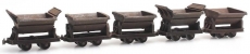 5 Stück Feldbahn-Kipploren, H0f