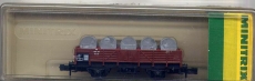 2achsiger Niederbordwagen, DB, braun, mit Fässer-Ladung